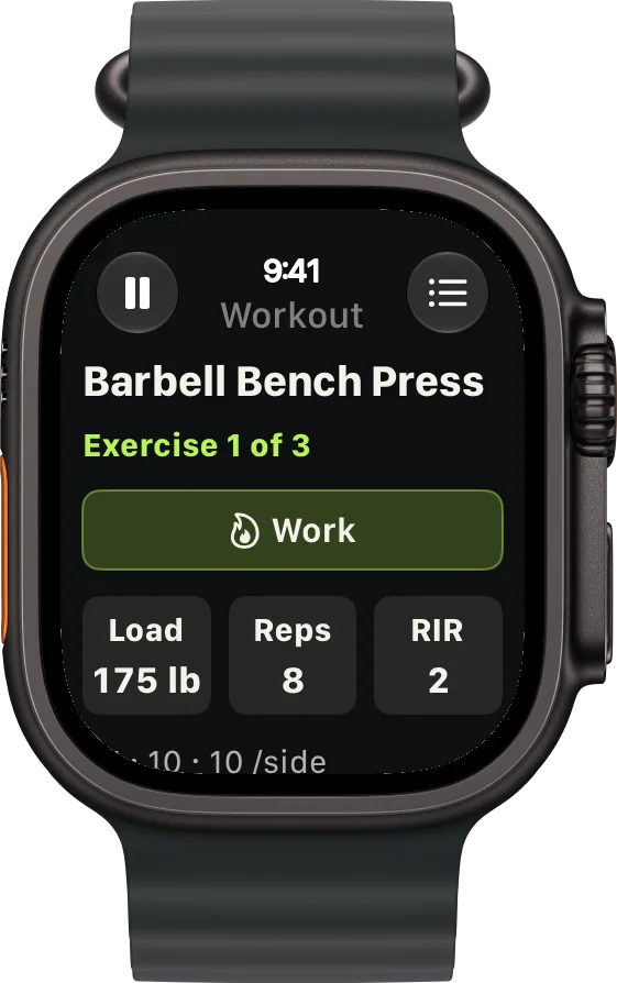 RIRLift workout tracking on Apple Watch